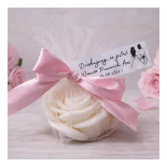 Podziękowanie dla gości chrzest komunia ślub roczek baby shower RÓŻA personalizacja